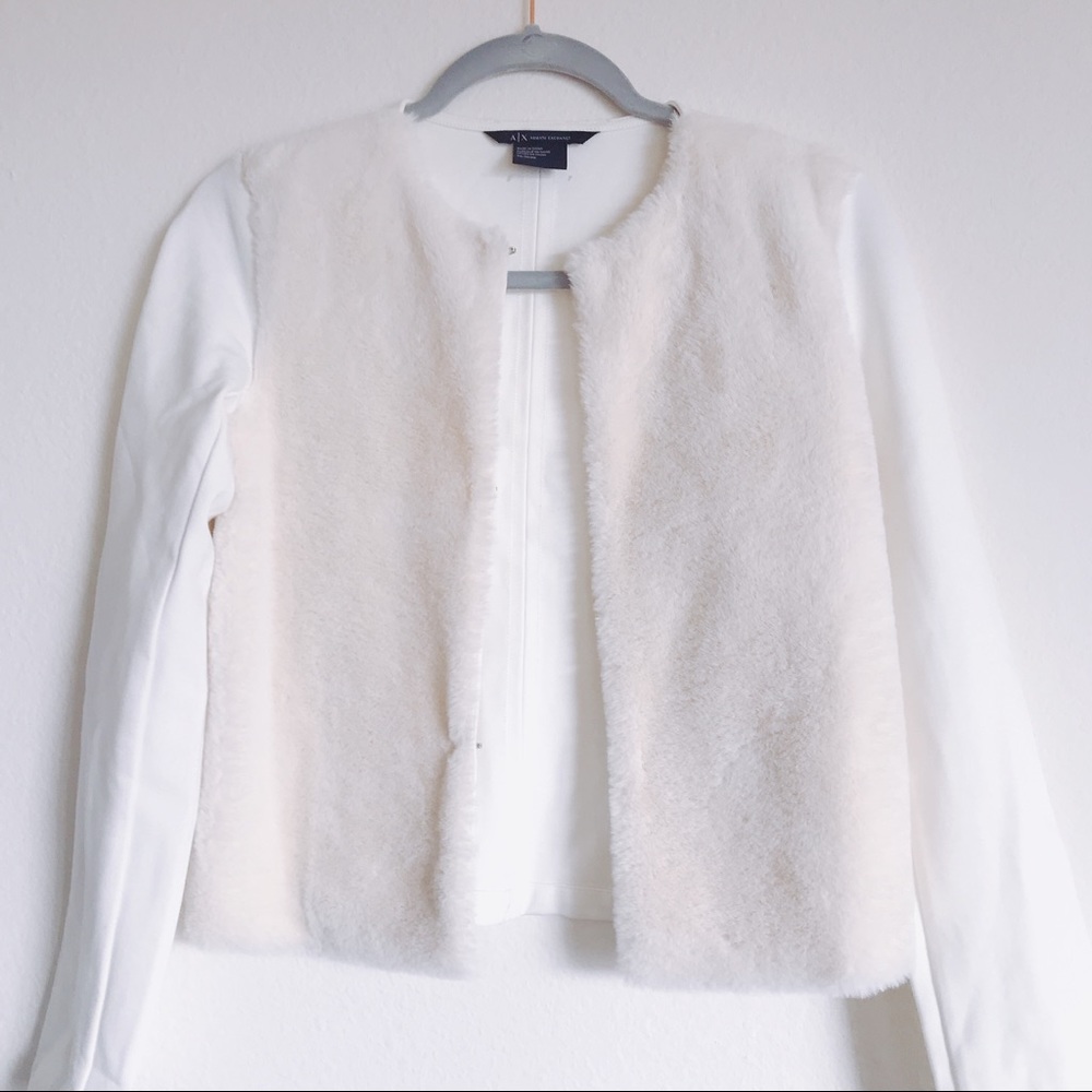 Like New Armani Exchange Faux Fur Jacket Sweater